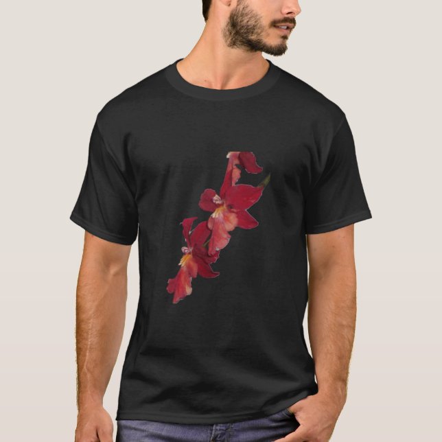 A orquídea vermelha floresce o t-shirt (Frente)