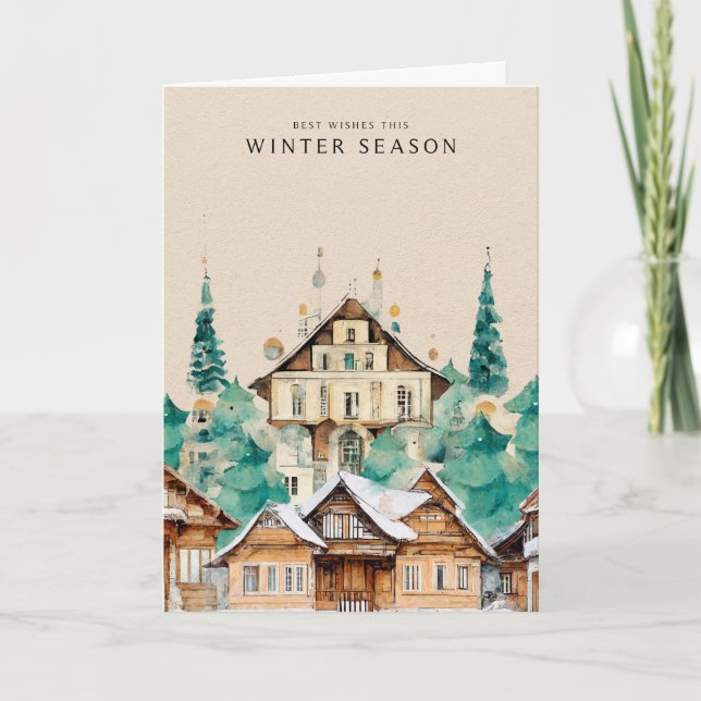 A paisagem urbana no cartão de Natal Kraft (Frente)