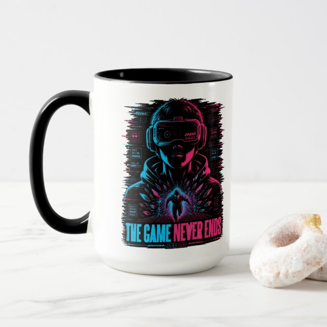 A Partida Nunca Termina Caneca de VR Cyberpunk (Com Donut)