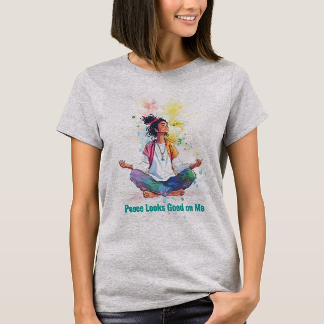 A Paz Fica Bem em Mim | Camiseta de Meditação (Frente)