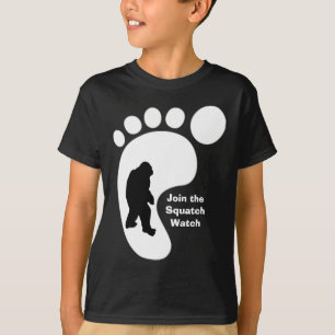 A pegada de Squatch caçoa o t-shirt escuro