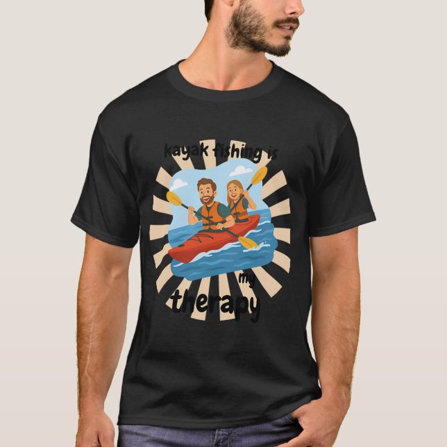 A pesca de caiaque é minha terapia - Camisa engraç (Frente)