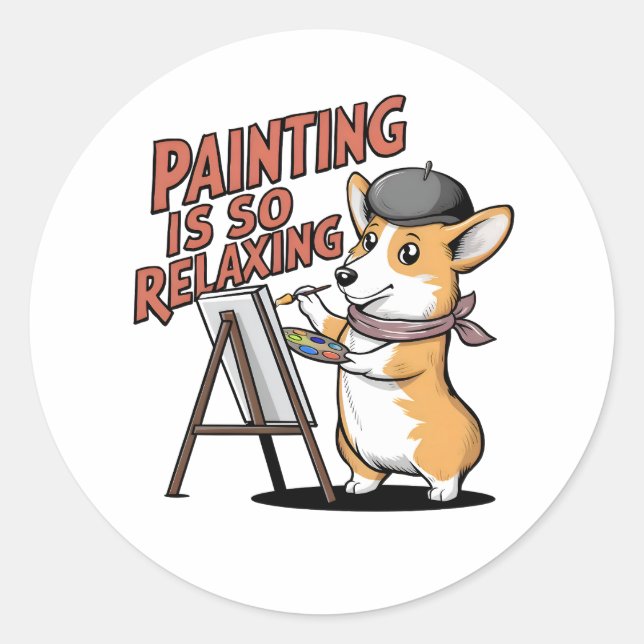 A Pintura É Tão Relaxante, Autocolantes De Corgi (Frente)
