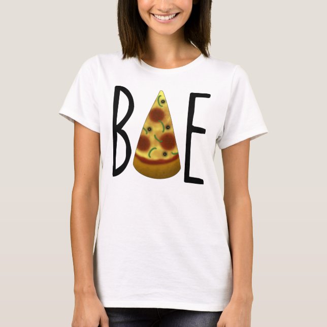 A pizza é o t-shirt de Bae (com vegetarianos) (Frente)