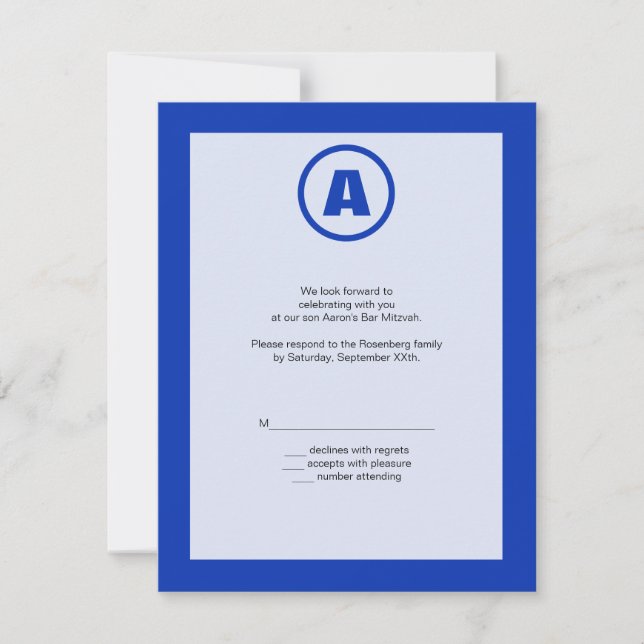 A placa de resposta RSVP Hero do Bar Mitzvah (Frente)