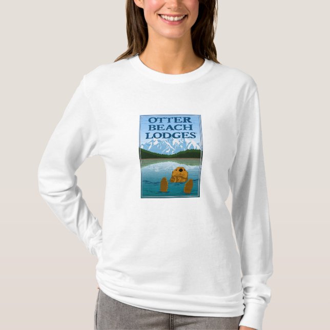A praia da lontra aloja o t-shirt das mulheres por (Frente)