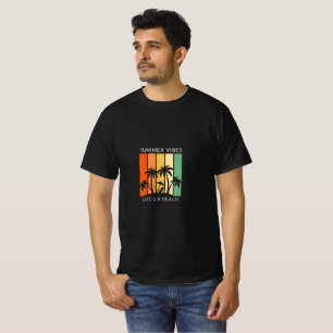 A praia da vida retrô colorida de camisetas mascul