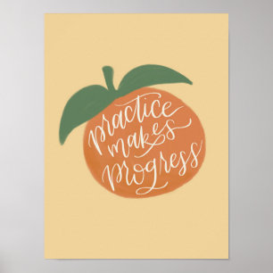 A prática torna o poster de progresso