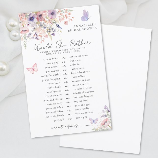 A Preferencialmente de Borboleta de Flor Selvagem (Would Rather Butterfly Wildflower Bridal Shower)