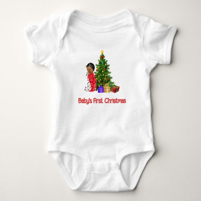 A Primeira Camisa de Natal do Bebê Americano Afric (Frente)