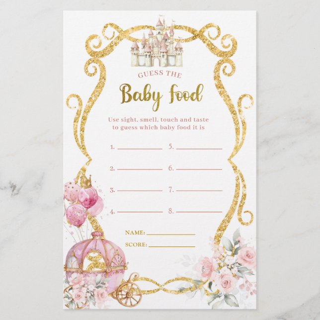 A Princesa Real Adivinha Os Jogos Da Comida Do Beb (Frente)