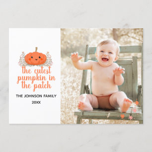 A Pumpkin mais bonita no Cartão com fotos de queda