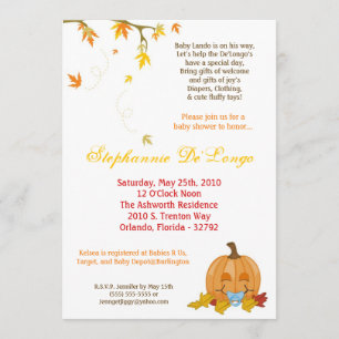 a queda do outono 5x7 deixa o convite do chá de