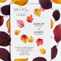 A Queda do outono deixa o convite para casamento
