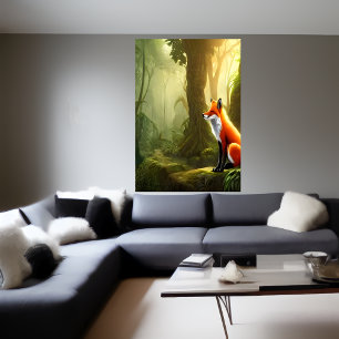 A raposa vermelha na floresta   AI Art Poster