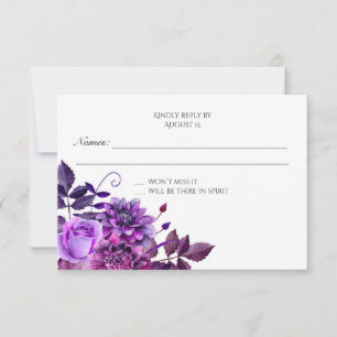 A resposta floral do rsvp roxo do casamento