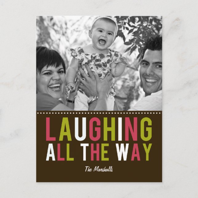 A Rir-se do Cartaz do Cartão com fotos de Férias (Frente)