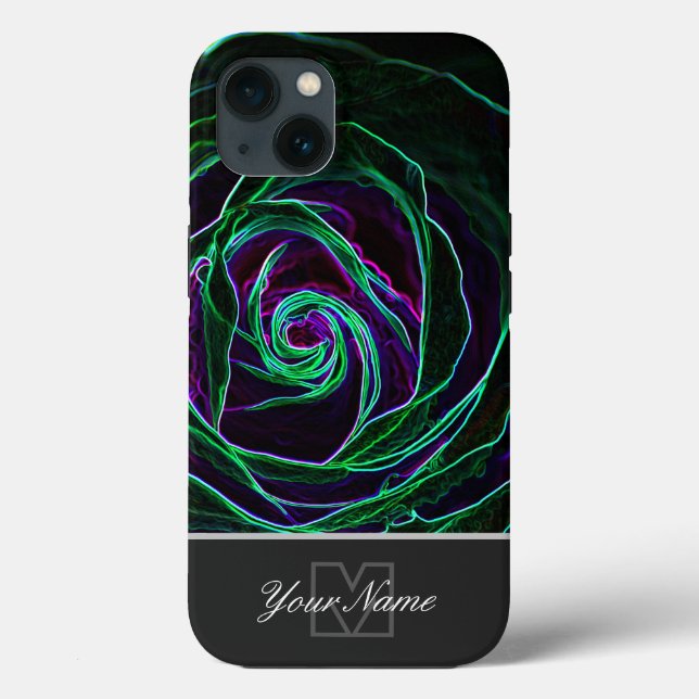 A rosa de Neon-Pop-Art floresce com Monograma! (Verso)