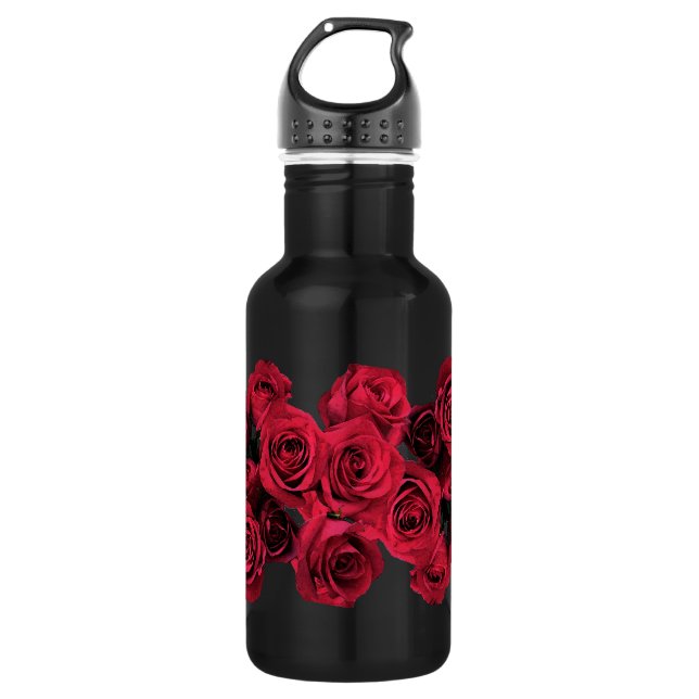 A rosa vermelha floresce a garrafa de água 18oz (Frente)