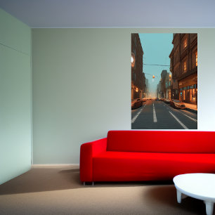 A rua na cidade AI Art Poster