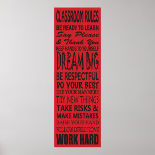A sala de aula ordena o poster (vermelho), 12" x