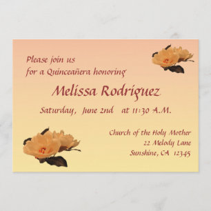 A seda floresce o convite de Quinceanera