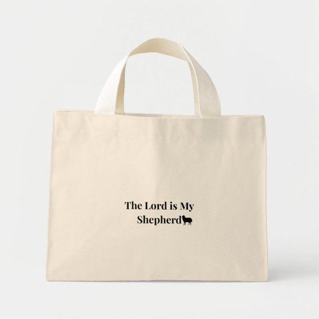 A Senhora É Meu Pastor Bolsa Mini Tote Cristã (Frente)