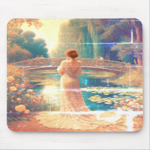 A Senhora em Pé ao Lado do Lago em um Mouse Pad