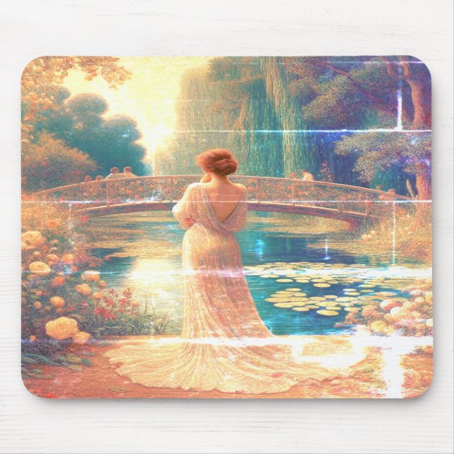 A Senhora em Pé ao Lado do Lago em um Mouse Pad (Frente)