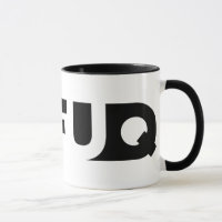 A sombra de Dafuq obstrui o skate. Caneca