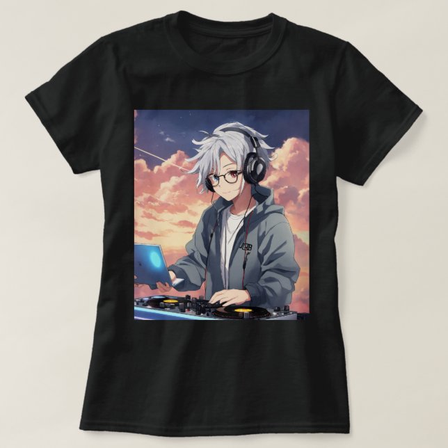 A t-shirt DJ em apresenta normalmente um elegante  (Frente do Design)