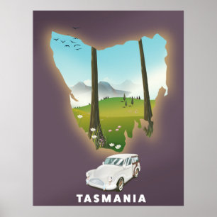 A Tasmânia ilustrou o poster de viagens do mapa.