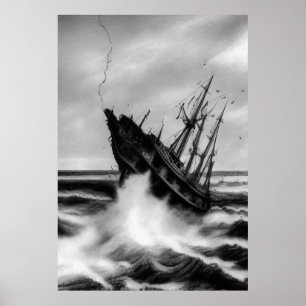 A tempestade no mar AI Art Poster