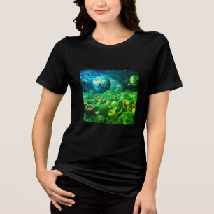 A Terra Descansando Em Legumes na Camiseta Preta M