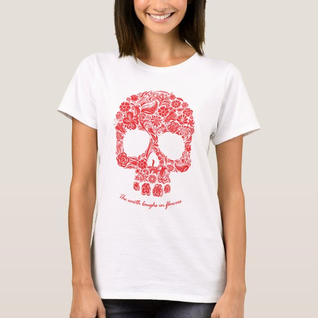 A terra ri em mulheres do t-shirt das flores (Frente)