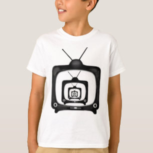 A tevê hipnótica caçoa o t-shirt retro do estil