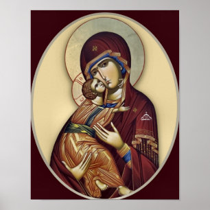 A Theotokos e o Menino Jesus Impressão de Ícone Or