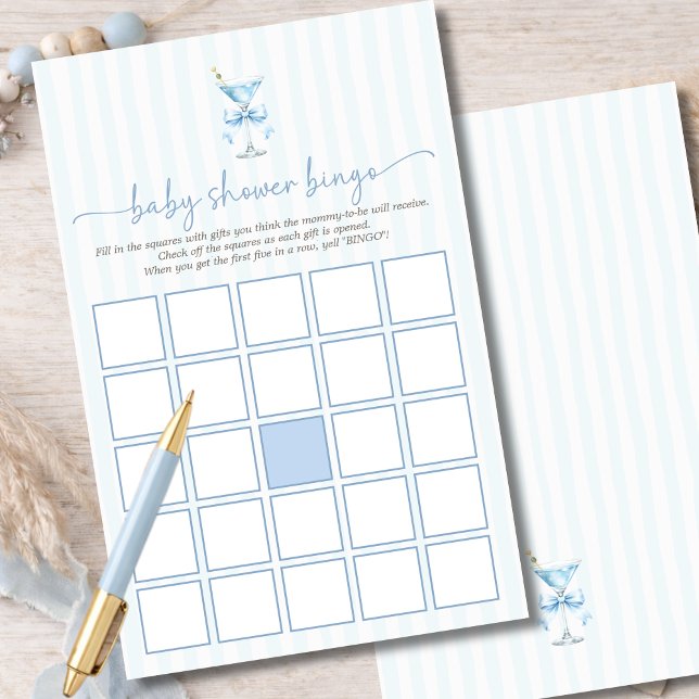 A Tini One Blue Stripes Baby Shower Bingo Game (Criador carregado)
