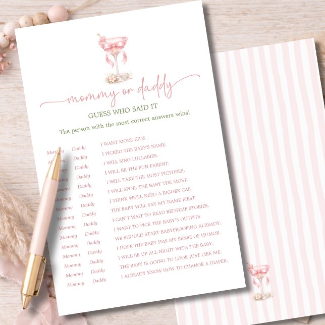 A Tini One Pink Mommy or Daddy Guess Who Said It (Criador carregado)