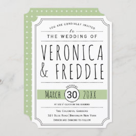 A tipografia moderna sage convite para casamento v