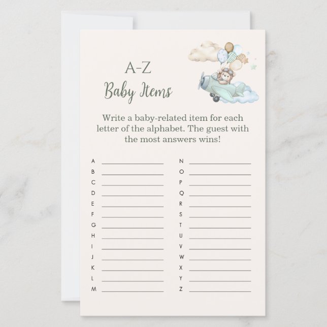 A to Z Baby Items Game Bearly Wait Airplane Boy (Frente)