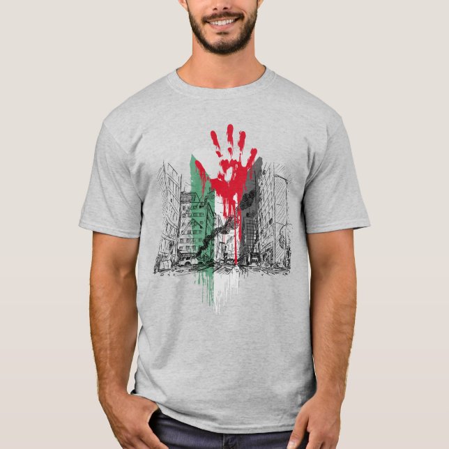 A Tragédia de Gaza - Camiseta de Solidariedade Pal (Frente)