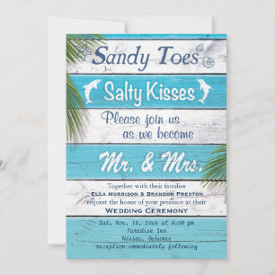 A turquesa Sandy Toes o convite de casamento