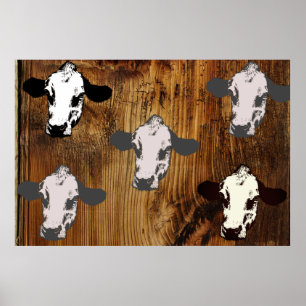 A vaca dirige o impressão de madeira do pop art