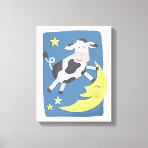 A vaca saltada sobre a arte das canvas de criança