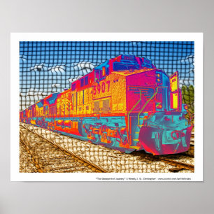 A viagem, o impressão ou o poster inesperado
