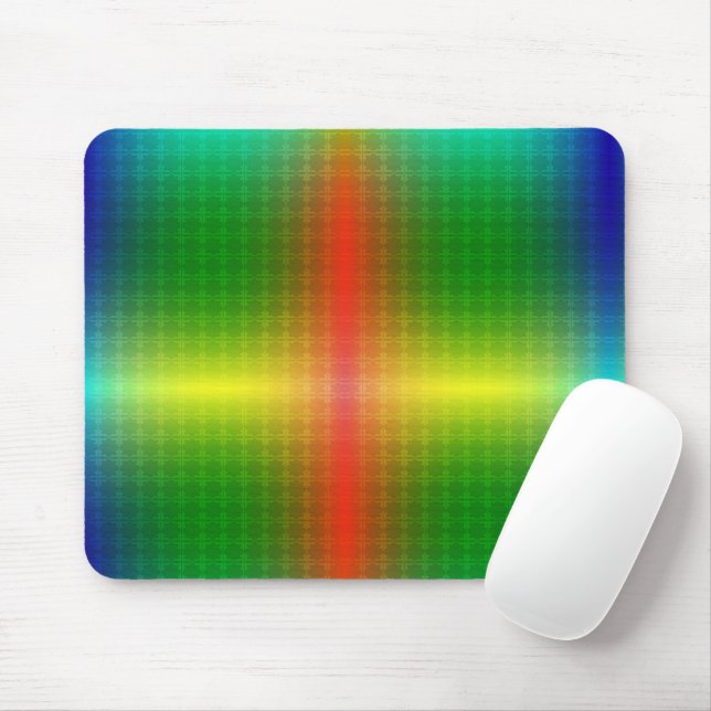A vibrant mouse pad featuring a symmetrical rainbo (Com mouse)