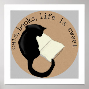 A vida dos livros dos gatos é o poster v2 doce