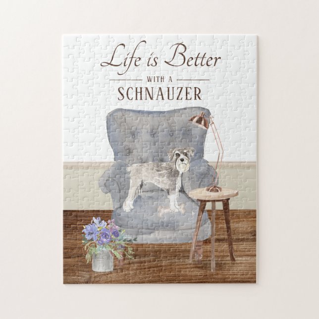 A Vida É Com Um Quebra-cabeça De Jigsaw Schnauzer  (Vertical)