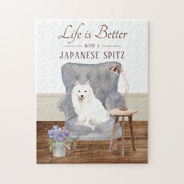A Vida É Com Um Quebra-cabeça De Spitz Japonês (Vertical)